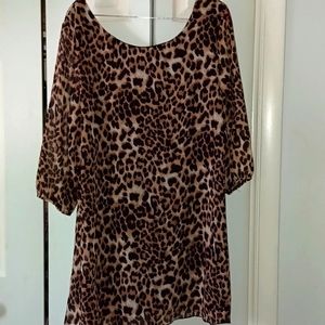 Young & Wild Animal Print Chiffon Dress/Tunic Sz 1X
